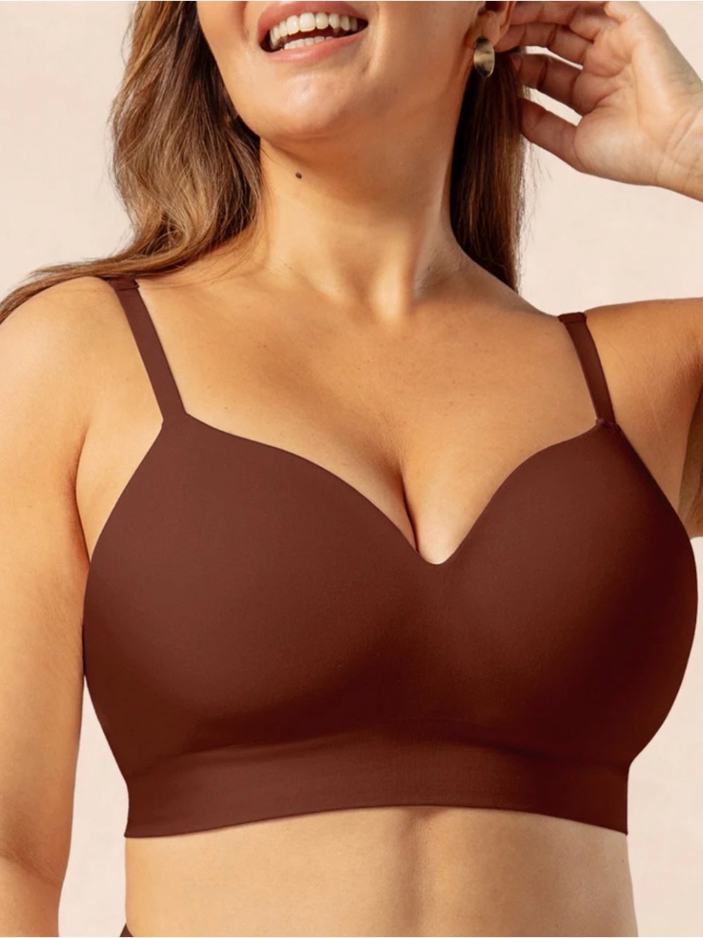 Truekind Supportive Comfort Wireless Shaping Bra- Chocolate